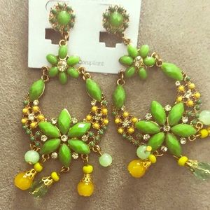 Green/yellow pierced earrings